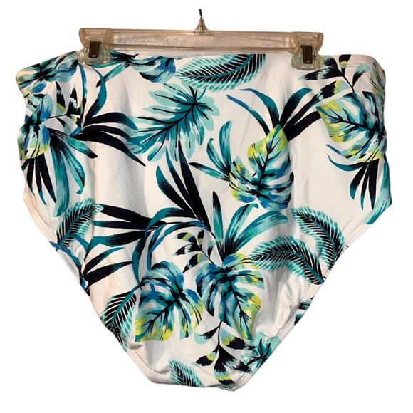 New SONNET SHORES Swimwear Size 22W Blue Leaf High Rise Bikini Swimsuit Bottom - Picture 4 of 5